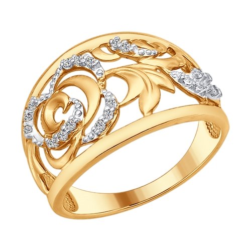 Inel din agrint aurit cu fianite