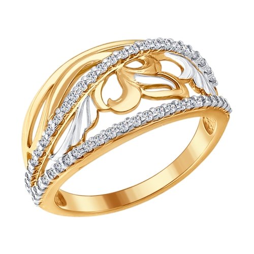 Inel din agrint aurit cu fianite