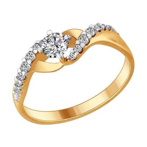 Inel din agrint aurit cu fianite