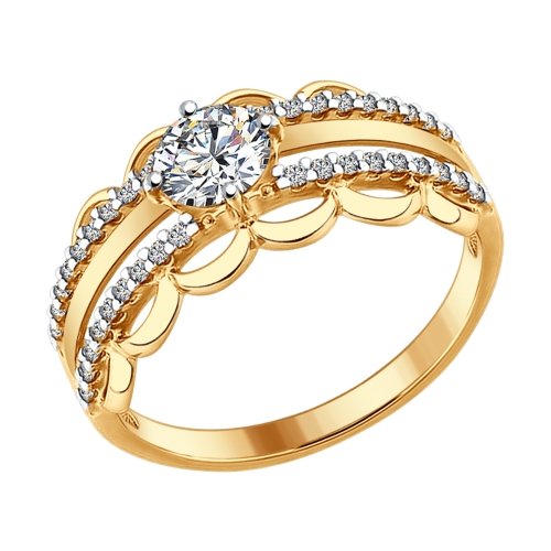 Inel din agrint aurit cu fianite