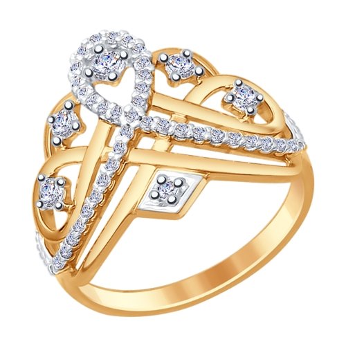 Inel din agrint aurit cu fianite