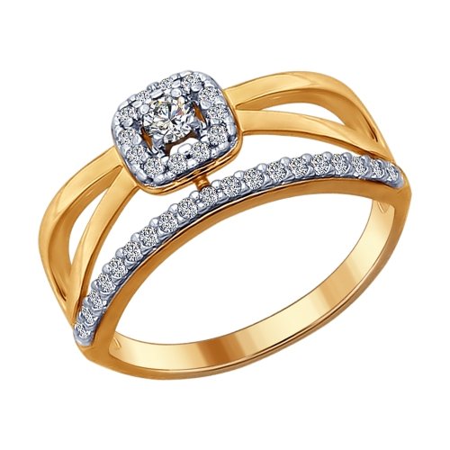 Inel din agrint aurit cu fianite