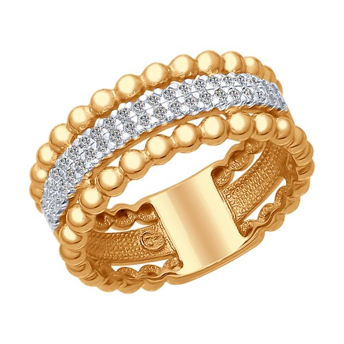 Кольцо из золочёного серебра с фианитами