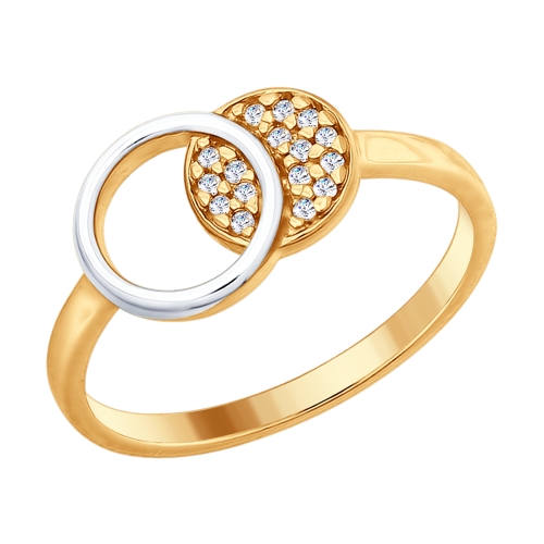 Inel din agrint aurit cu fianite