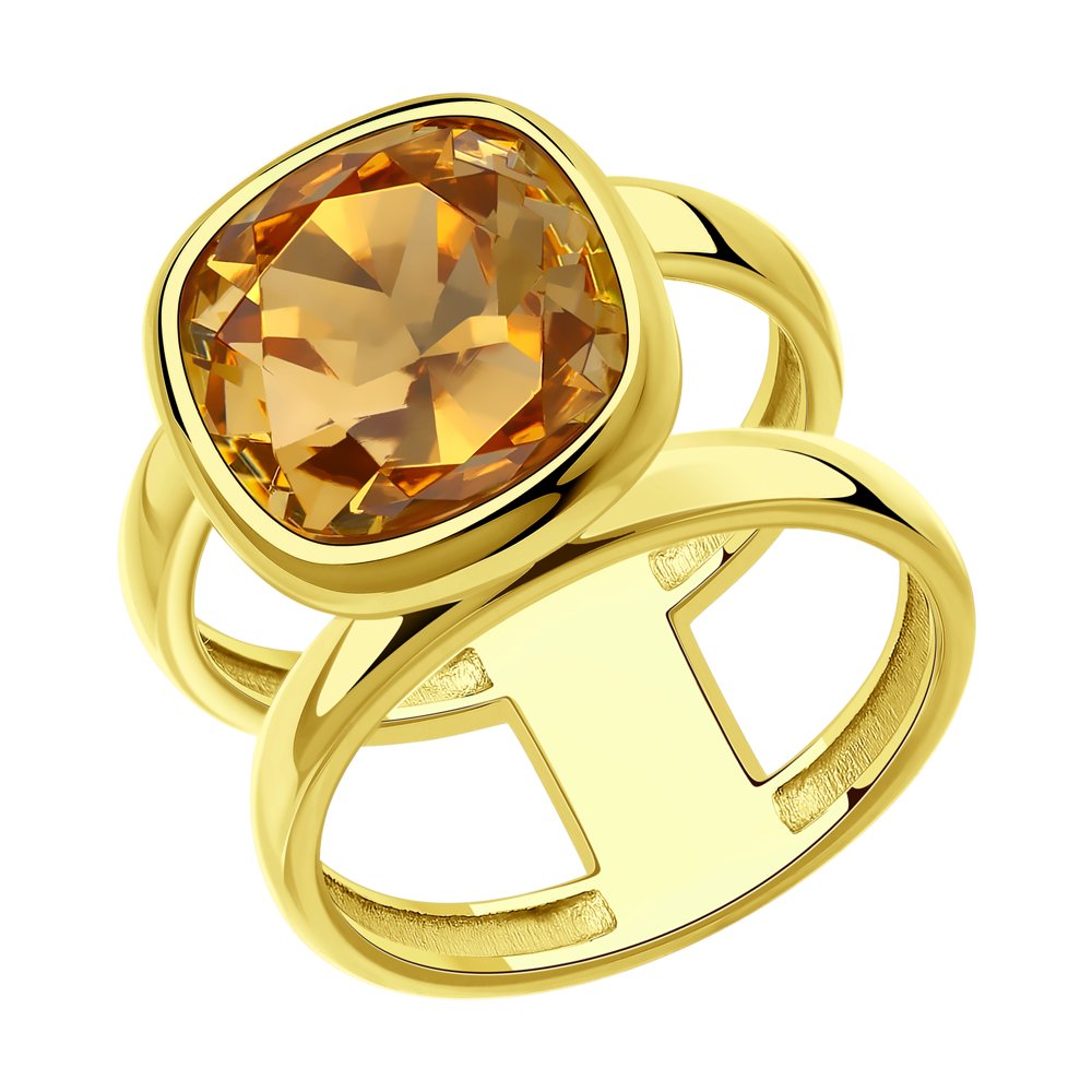 Кольцо из золочёного серебра с кристаллом Swarovski