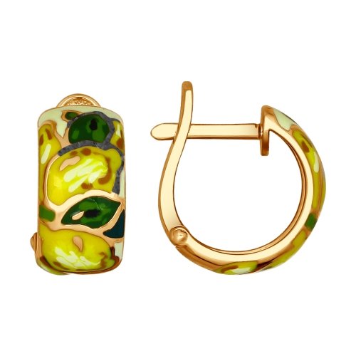 Позолоченные серьги с эмалью