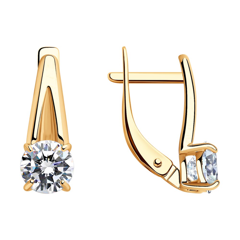 Серьги из золочёного серебра с фианитами