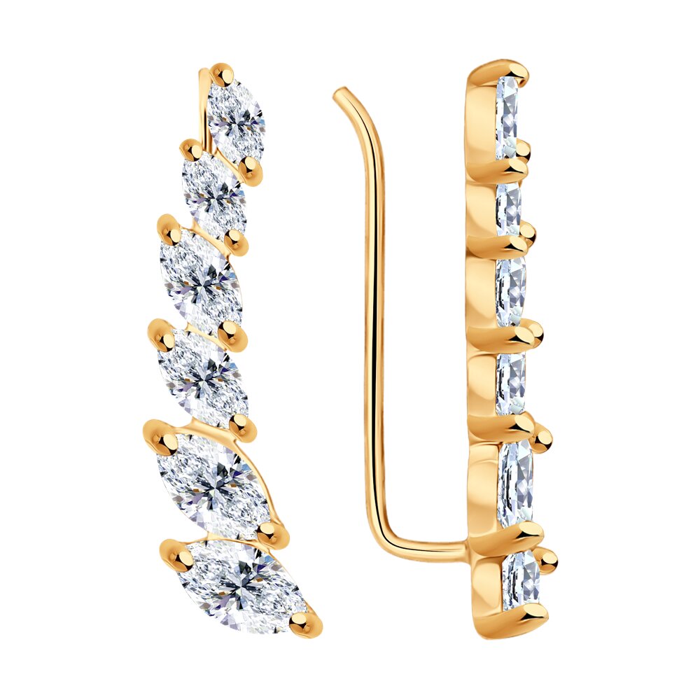 Серьги из золочёного серебра с фианитами