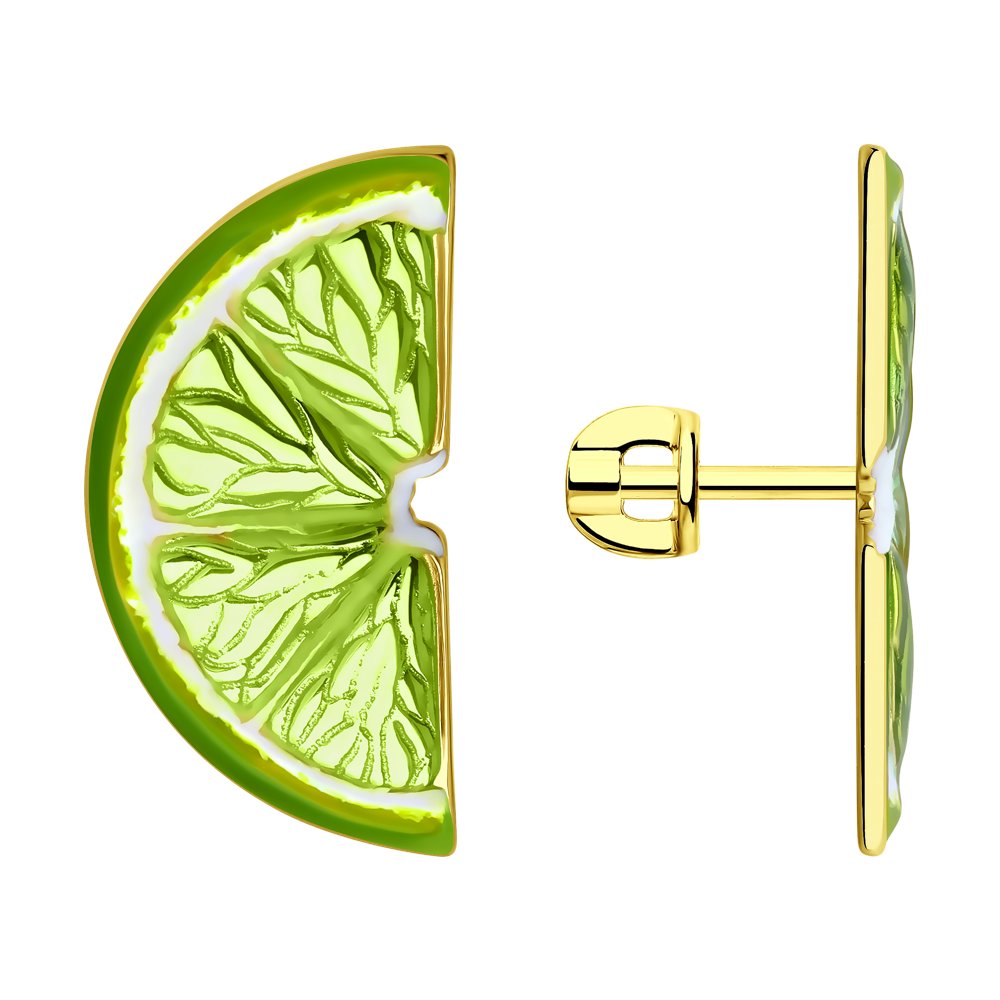 Серьги из золочёного серебра с и эмалью