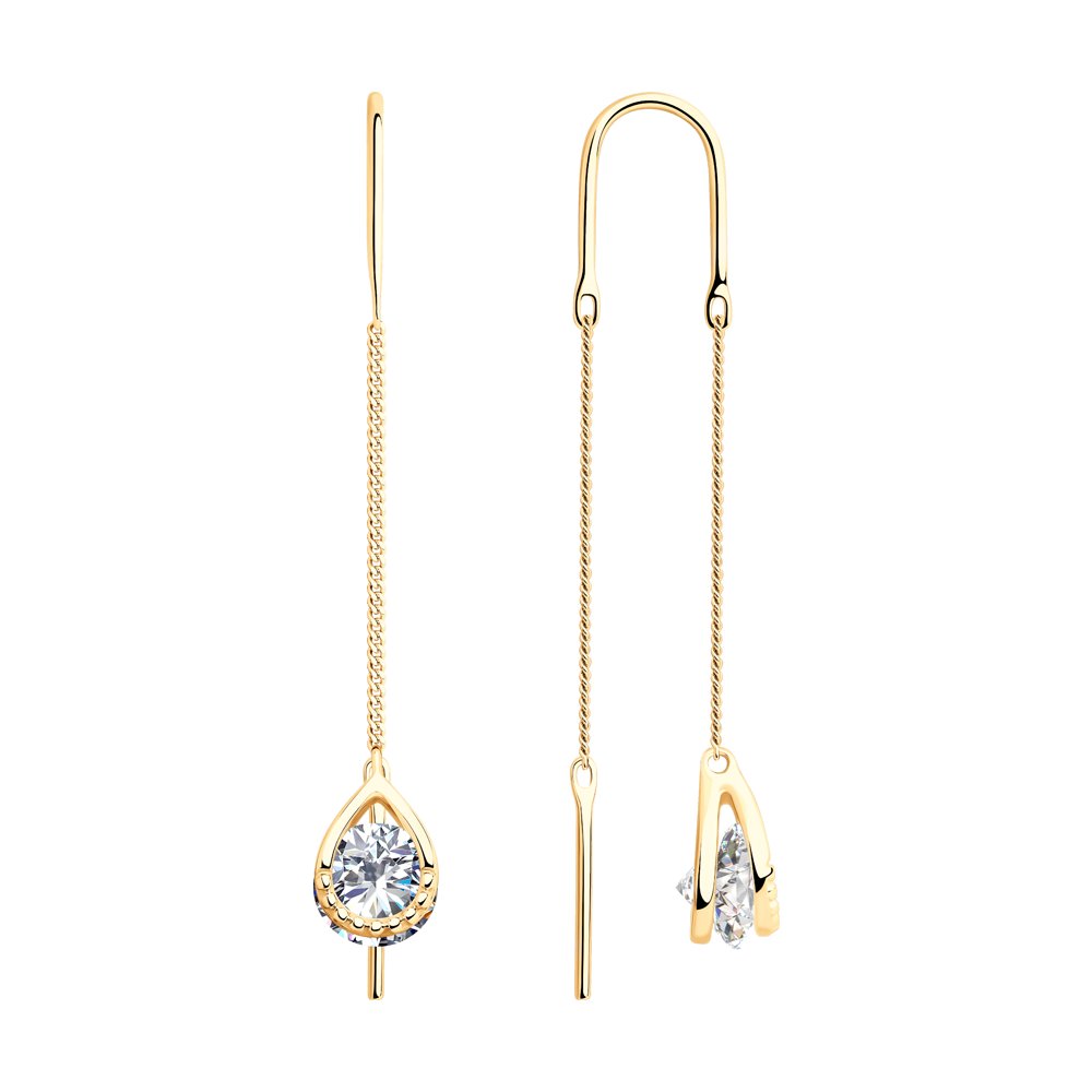 Серьги из серебра с фианитами