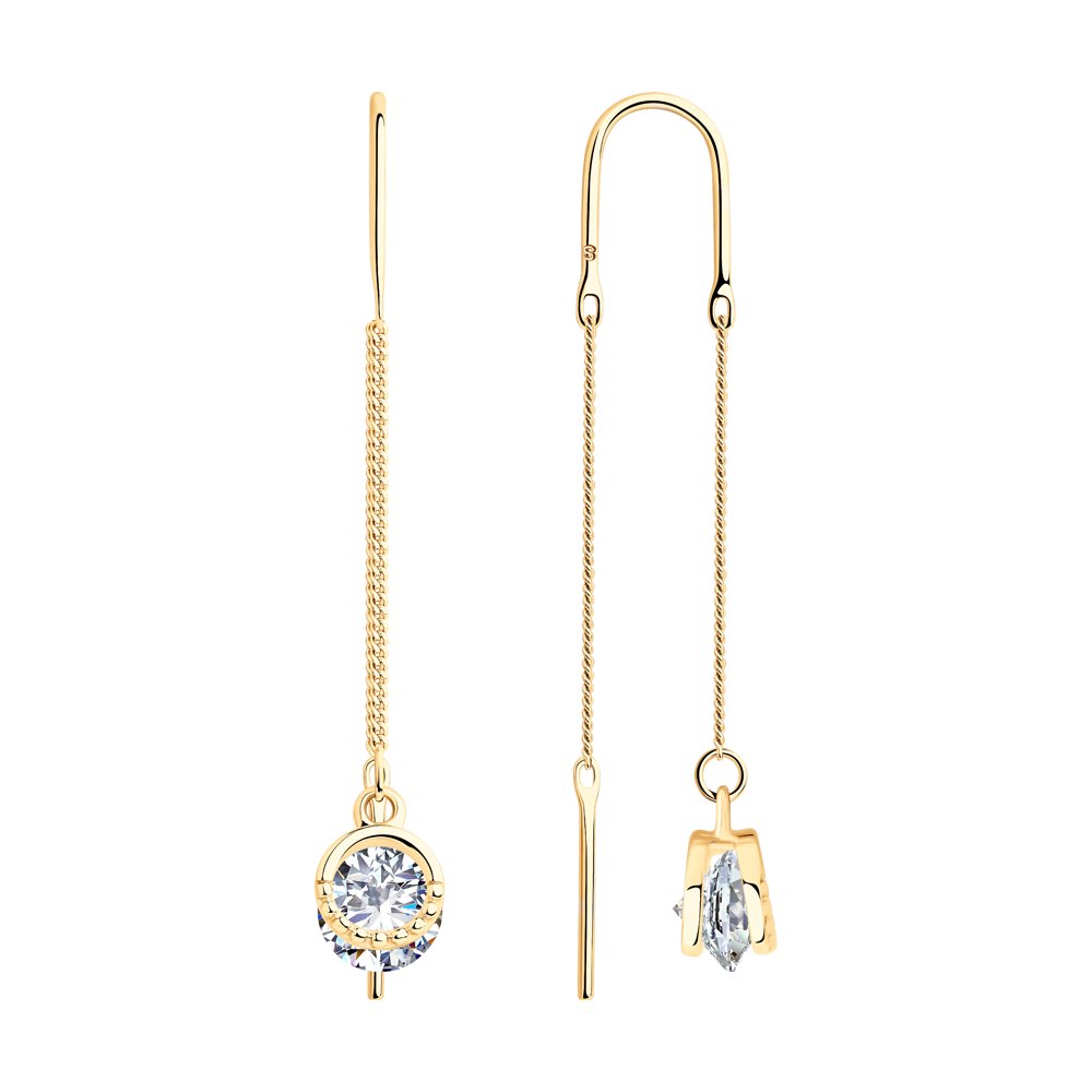 Серьги из серебра с фианитами