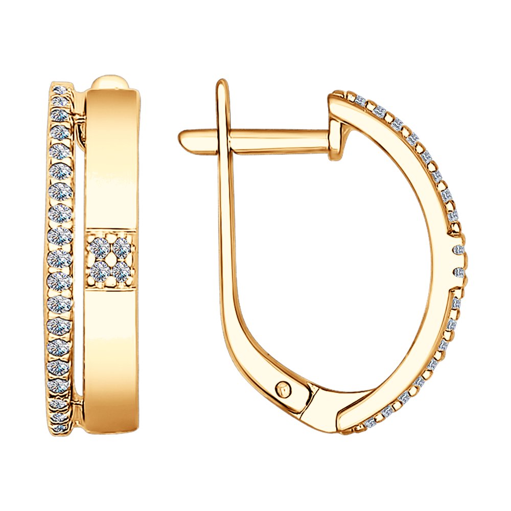 Серьги из золочёного серебра с фианитами