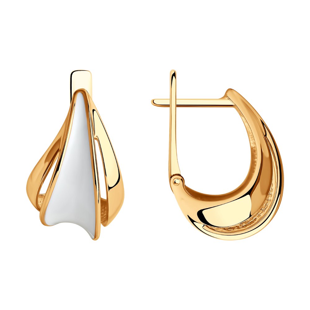 Серьги из золочёного серебра с золочением и эмалью