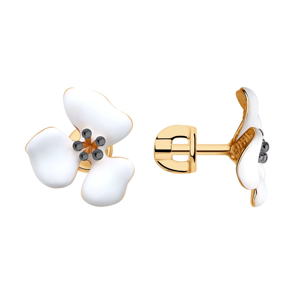 Серьги из золочёного серебра с эмалью