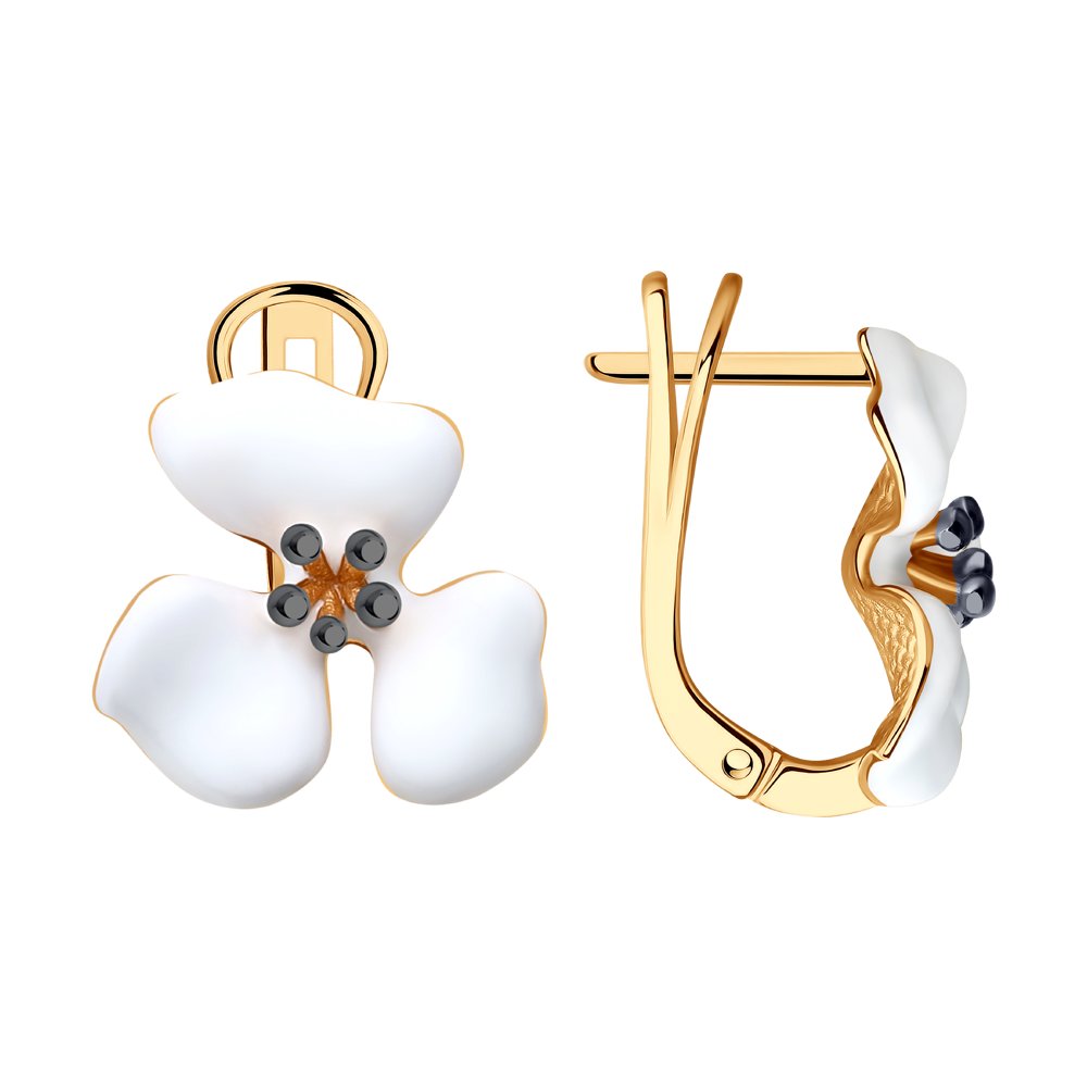 Серьги из золочёного серебра с эмалью