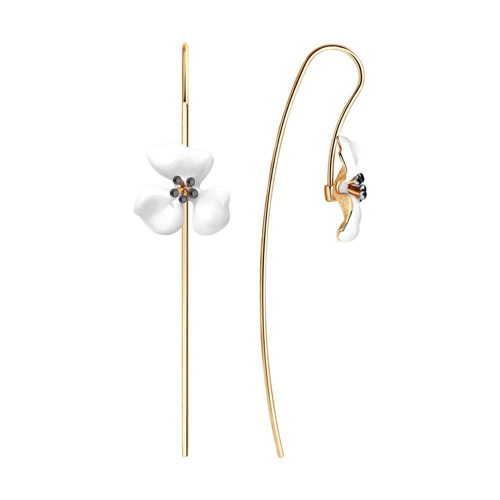 Серьги из золочёного серебра с эмалью