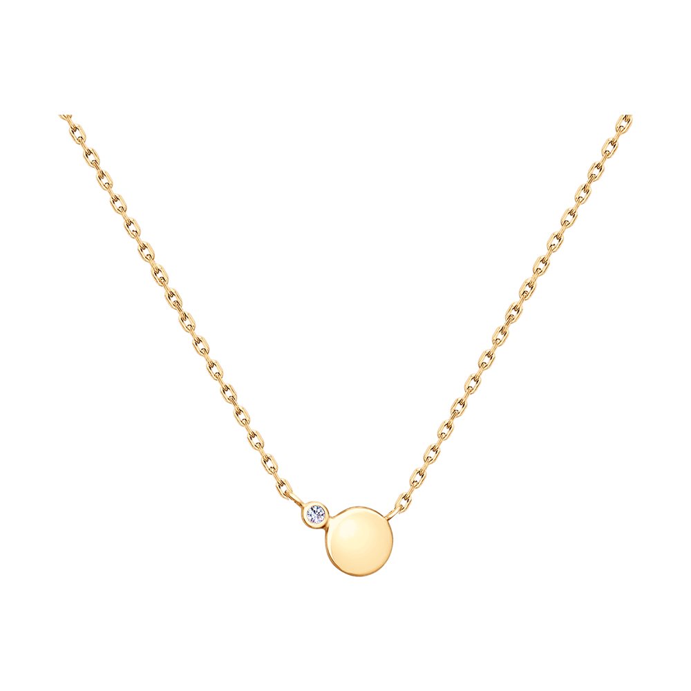 Колье из золочёного серебра с фианитом