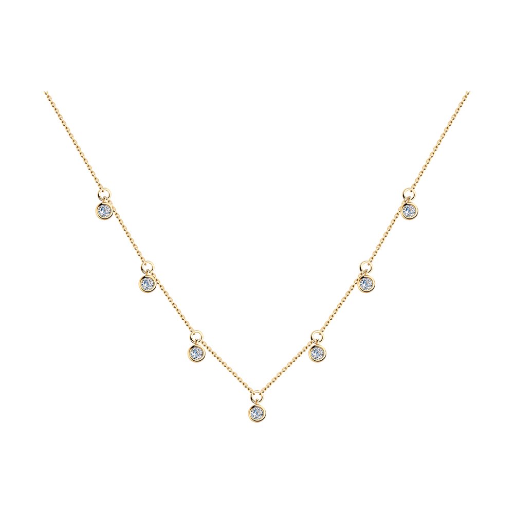 Колье из золочёного серебра с фианитами