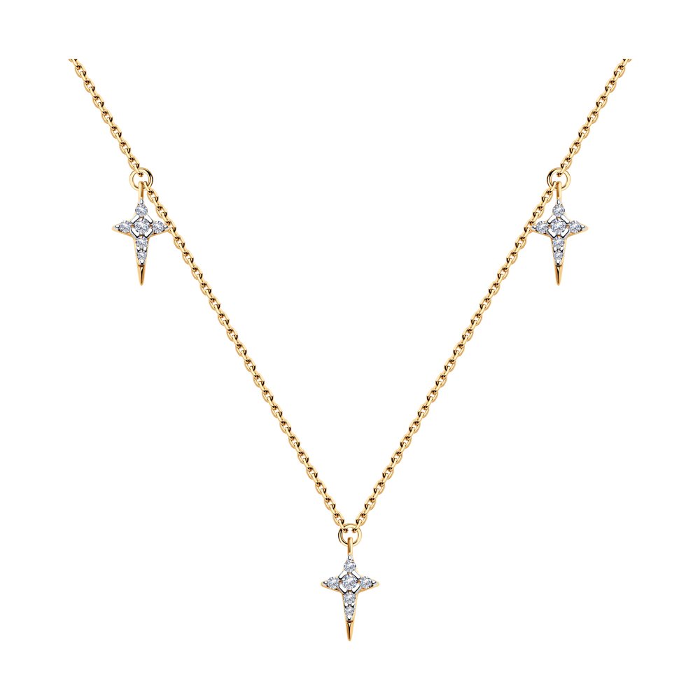 Колье из золочёного серебра с фианитами