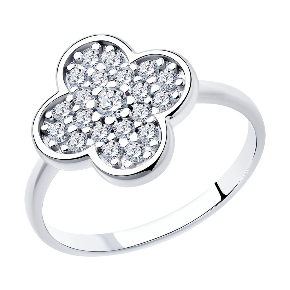 Кольцо из серебра с фианитами