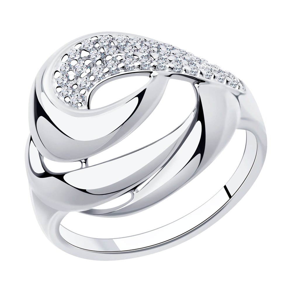 Кольцо из серебра с фианитами