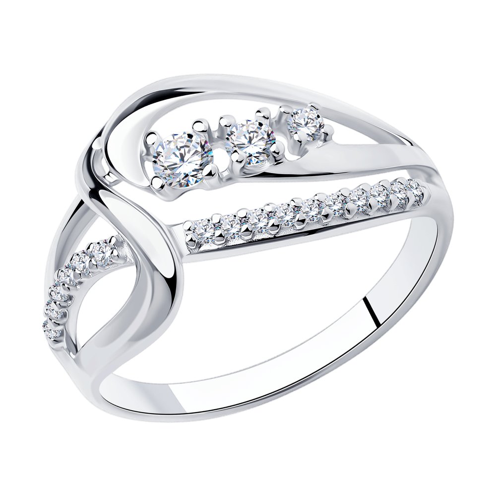 Кольцо из серебра с фианитами