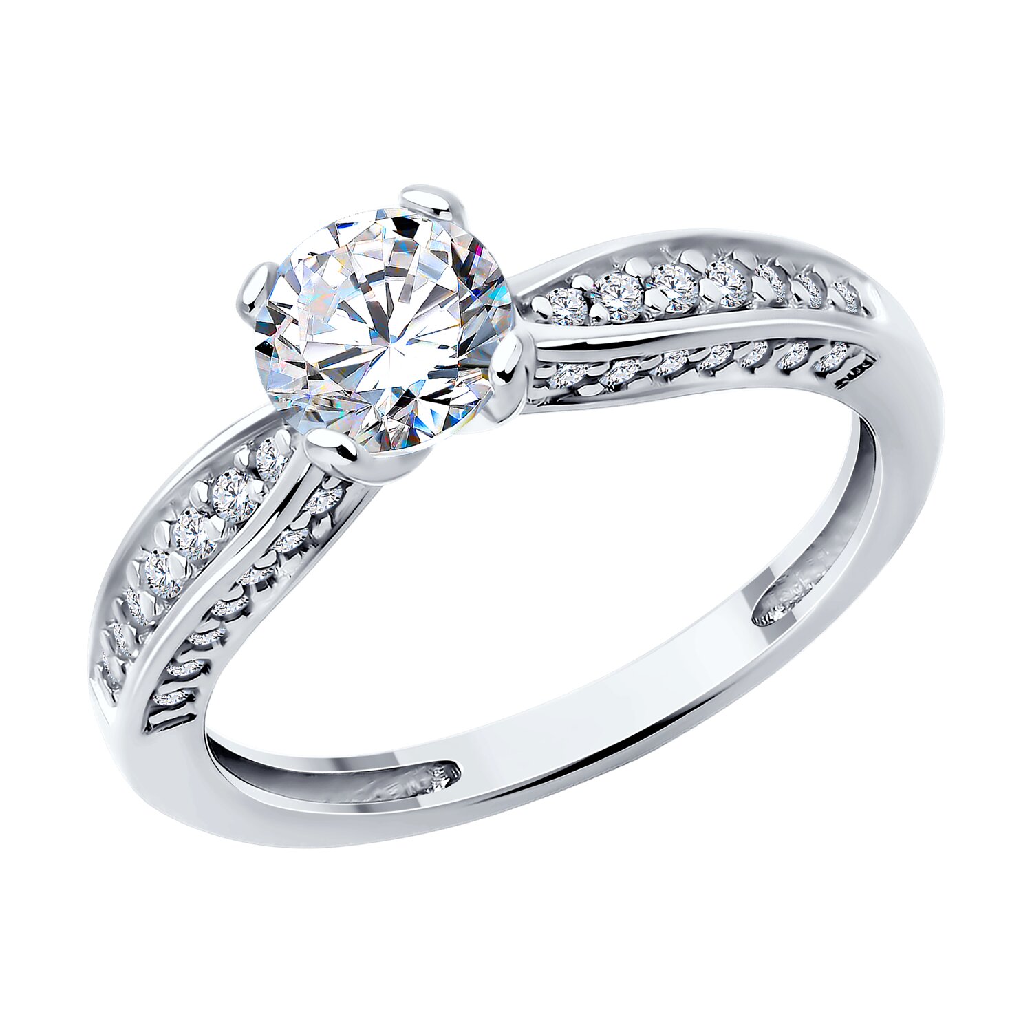 Кольцо из серебра с фианитами