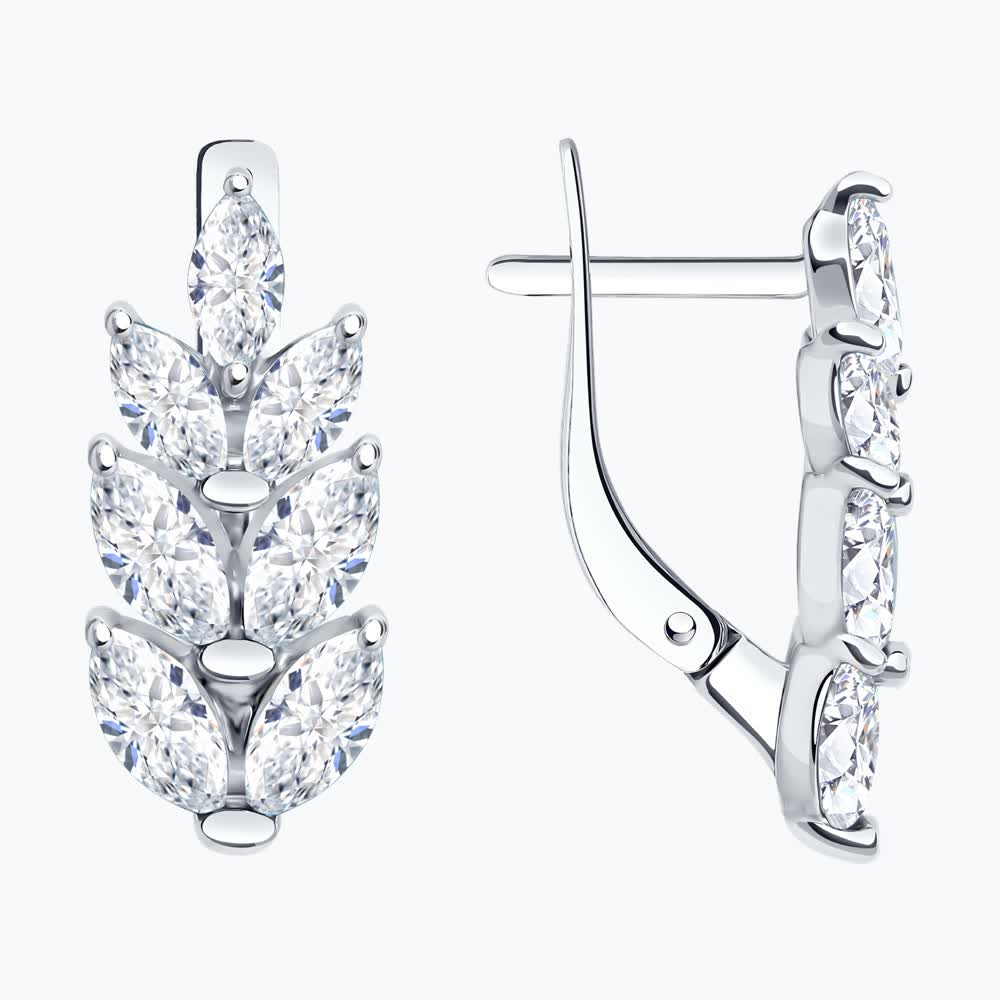 Серьги из серебра с фианитами