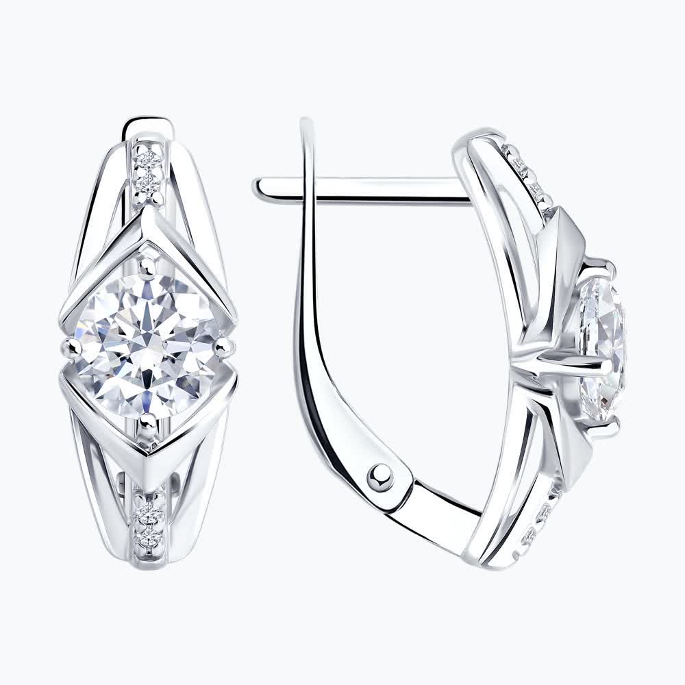 Серьги из серебра с фианитами