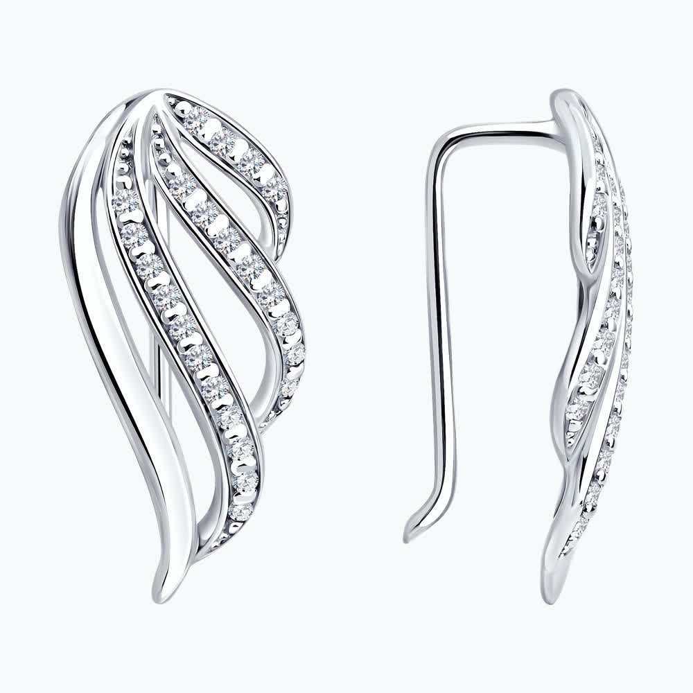 Серьги из серебра с фианитами