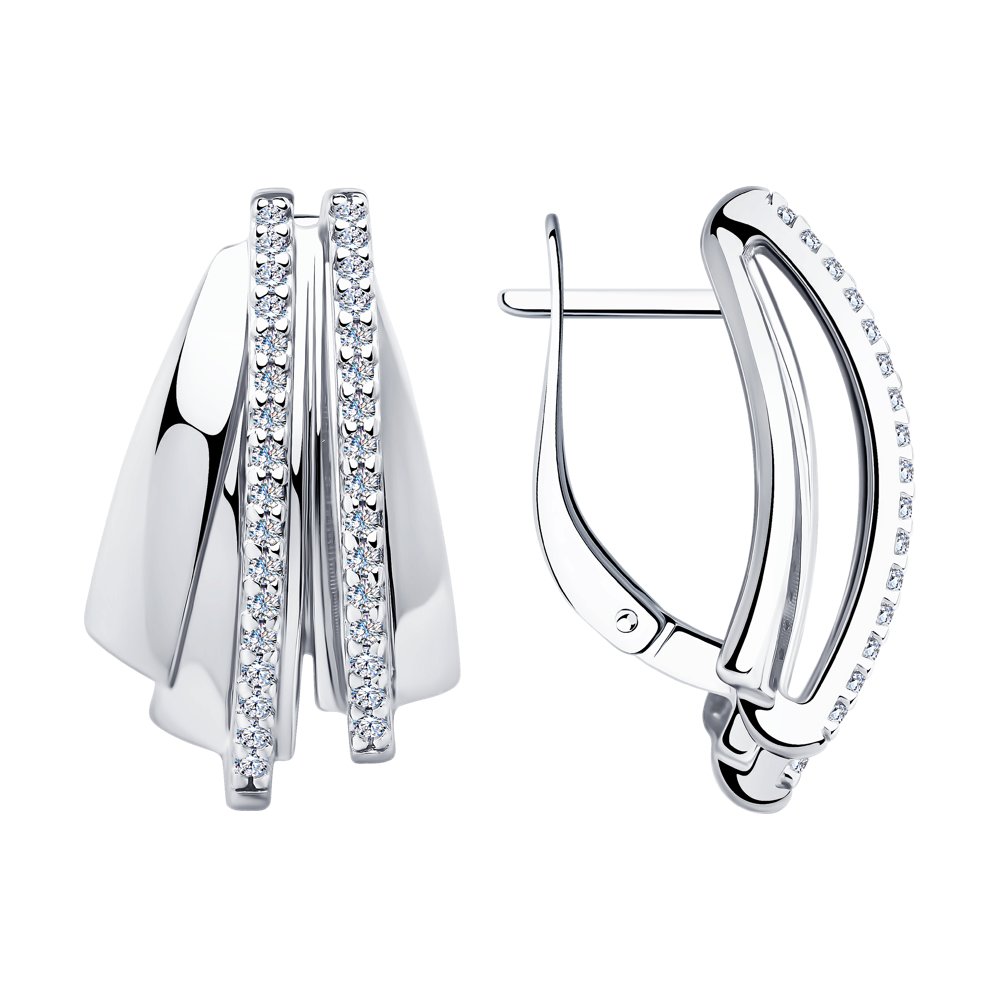 Серьги из серебра с фианитами