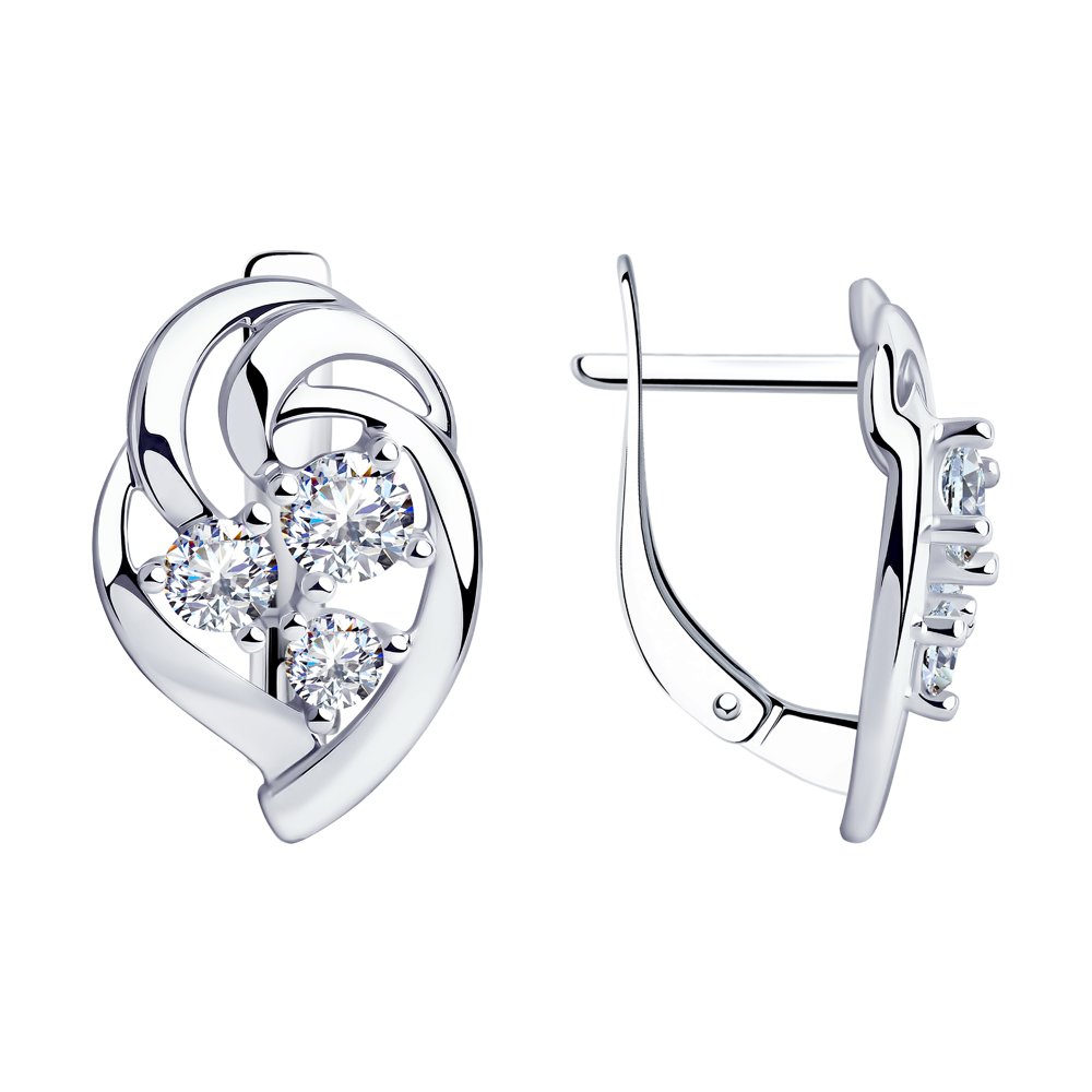 Серьги из серебра с фианитами