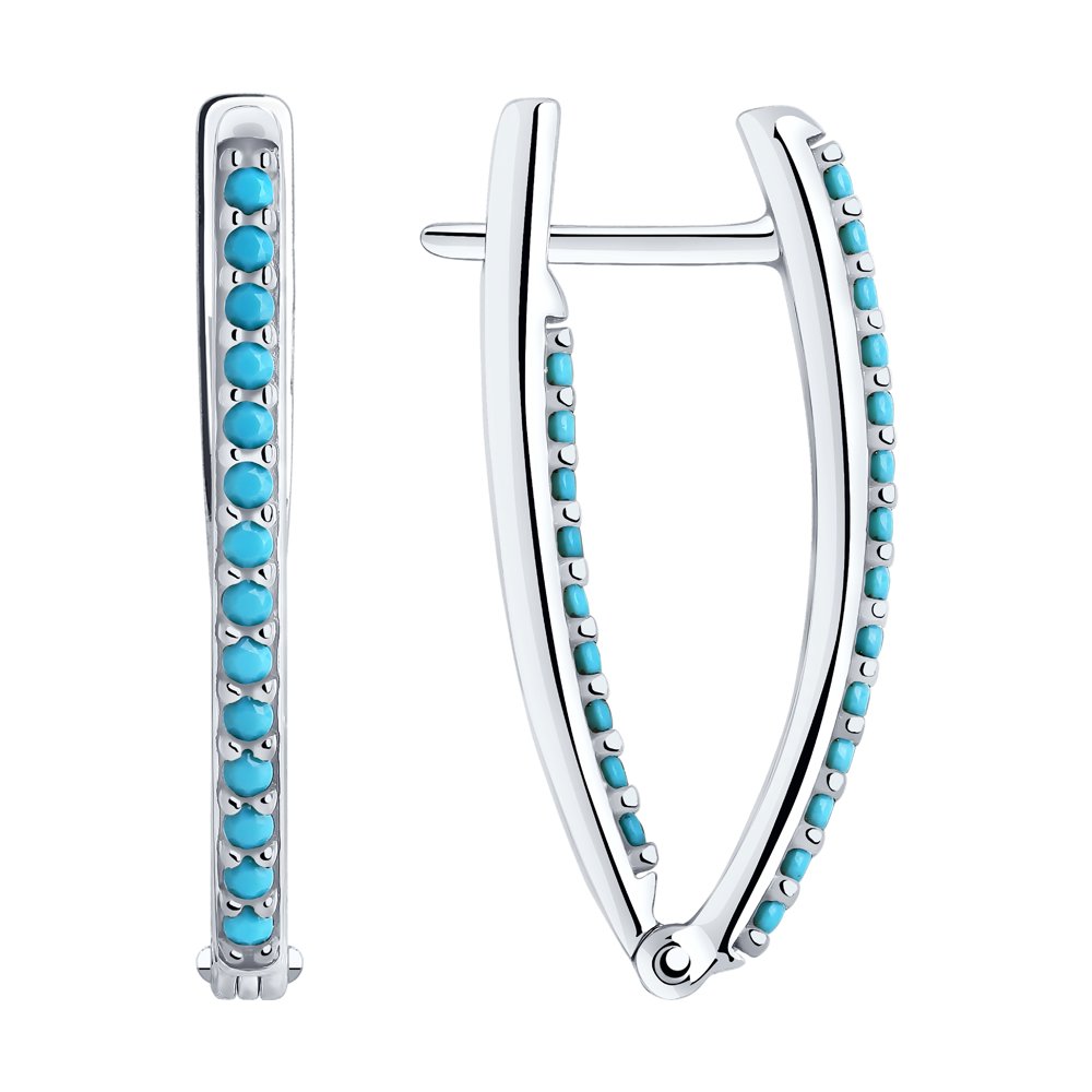 Серьги из серебра с ситалами синтетическими