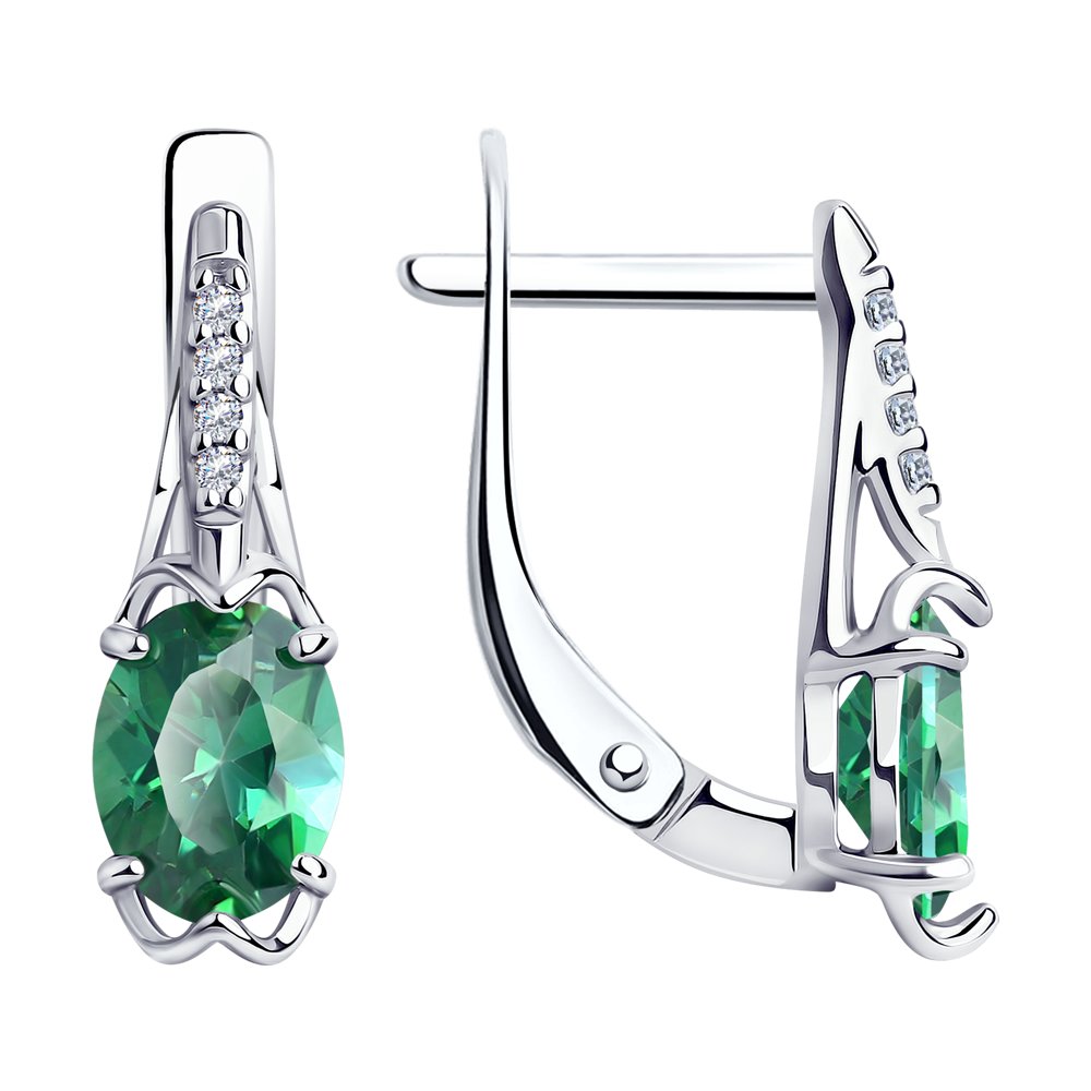 Серьги из серебра с фианитами