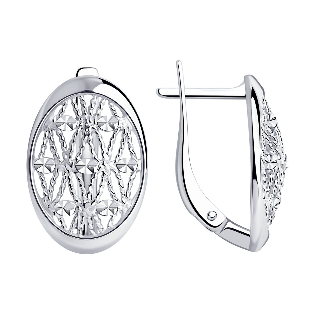 Серьги из серебра с алмазной гранью