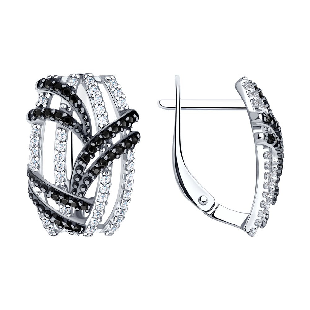 Серьги из серебра с фианитами