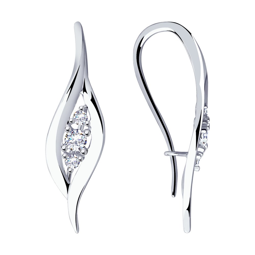 Серьги из серебра с фианитами