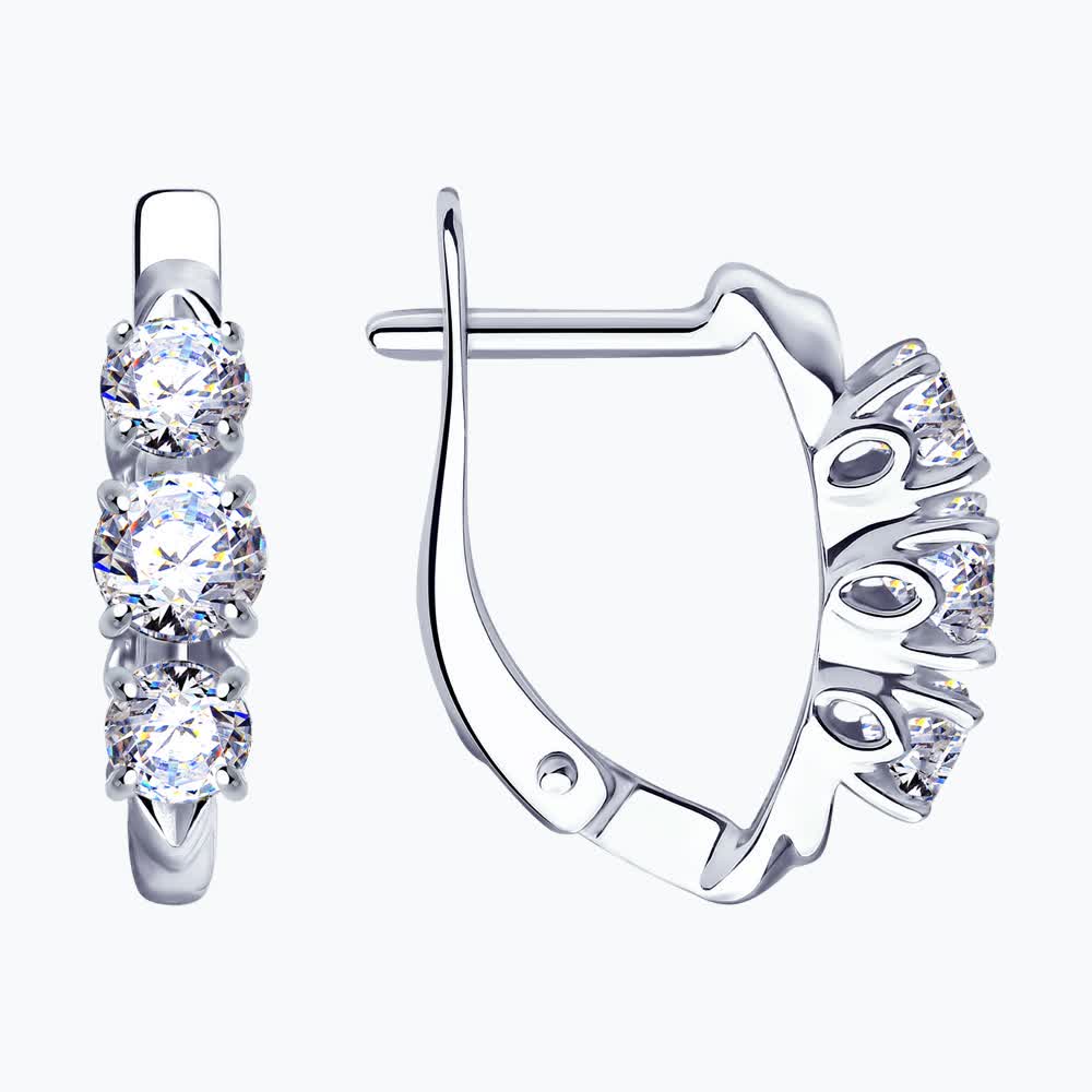 Серьги из серебра с фианитами