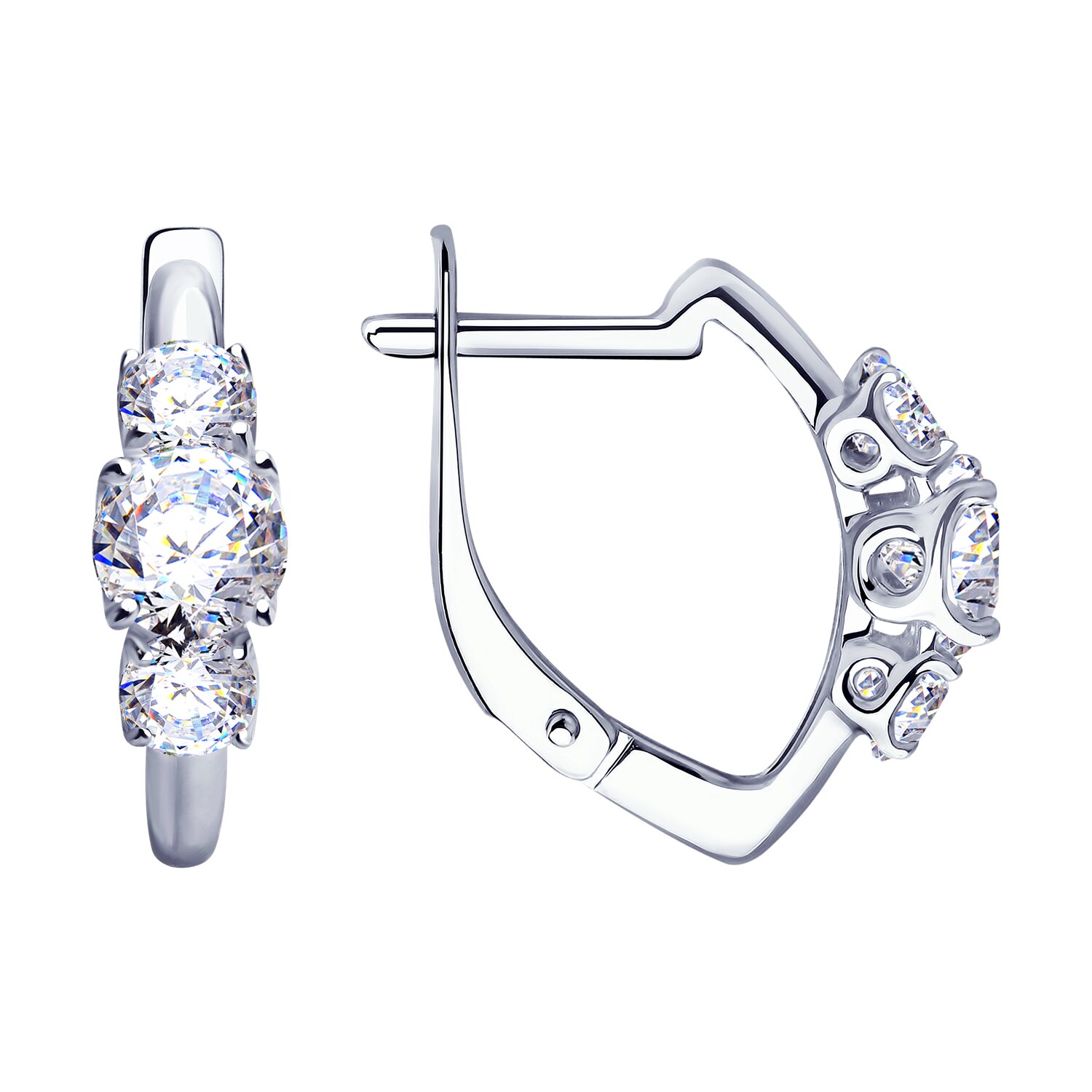 Серьги из серебра с фианитами