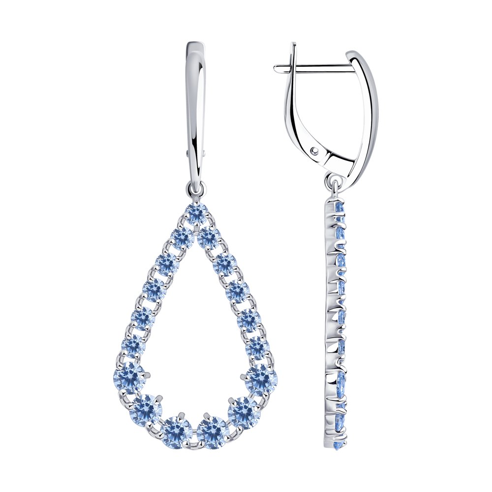 Серьги из серебра с фианитами