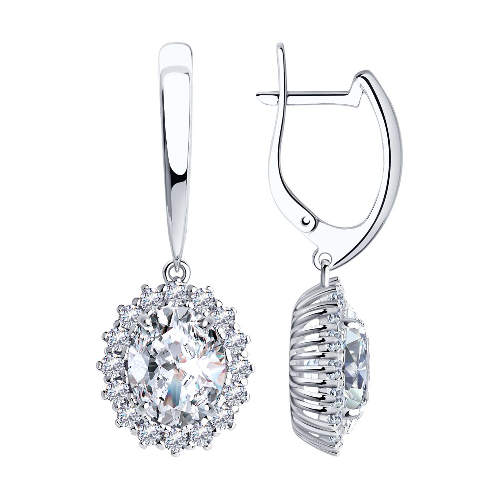 Серьги из серебра с фианитами