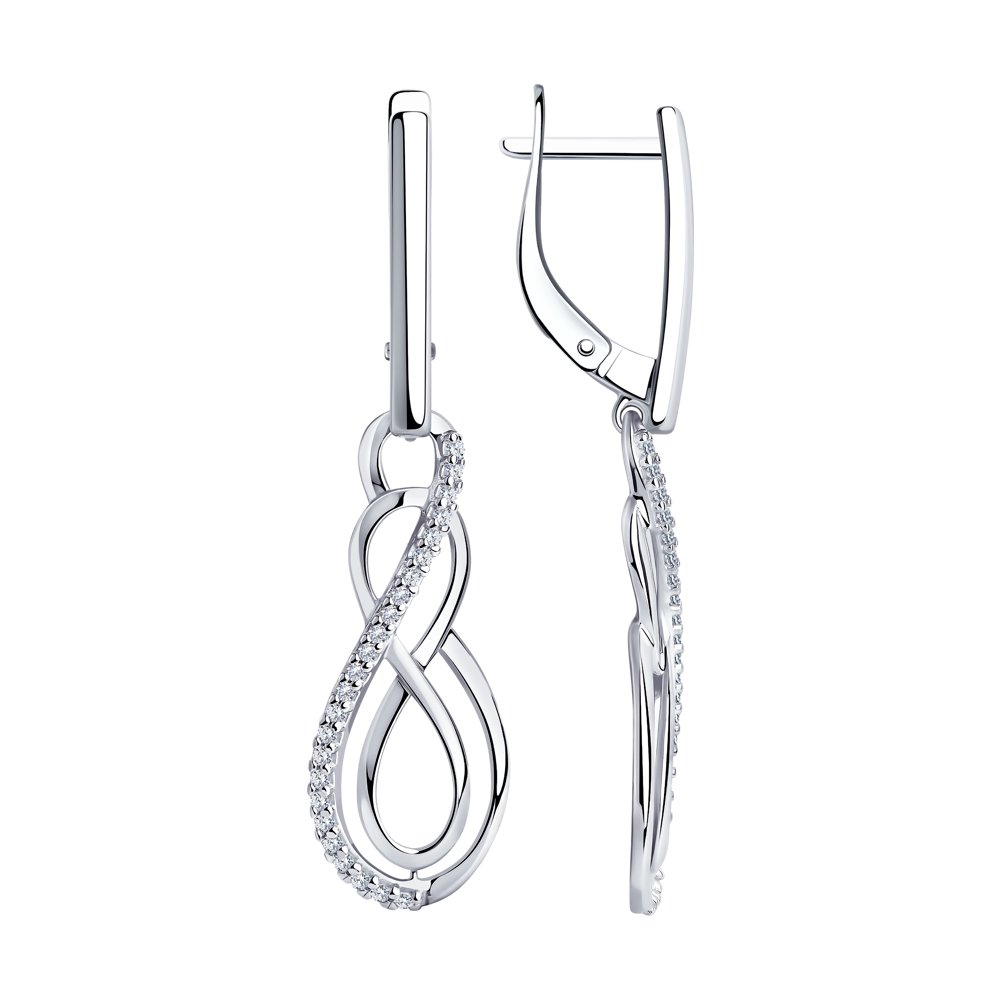 Серьги из серебра с фианитами