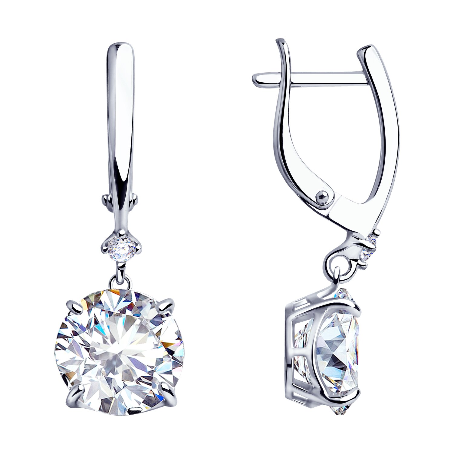 Серьги из серебра с фианитами