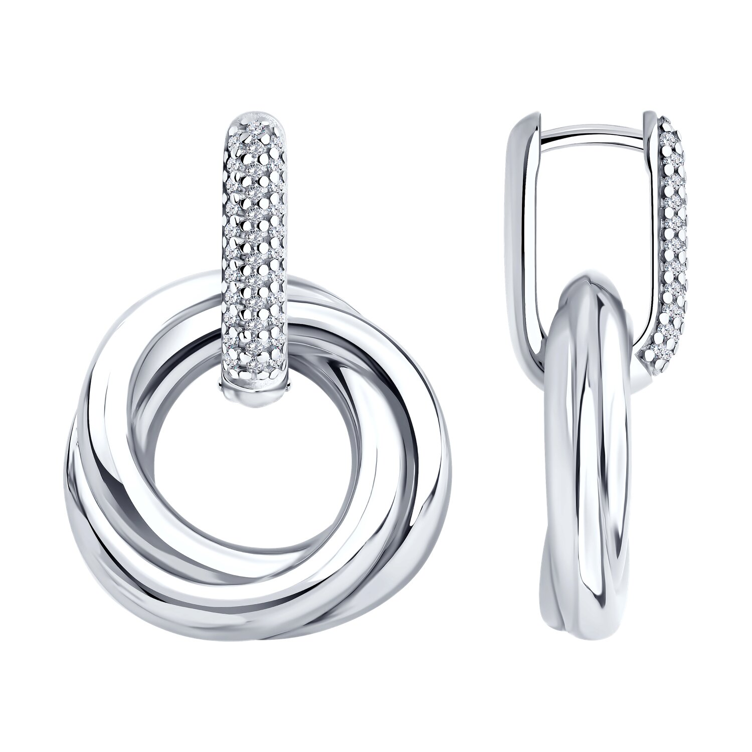 Серьги из серебра с фианитами