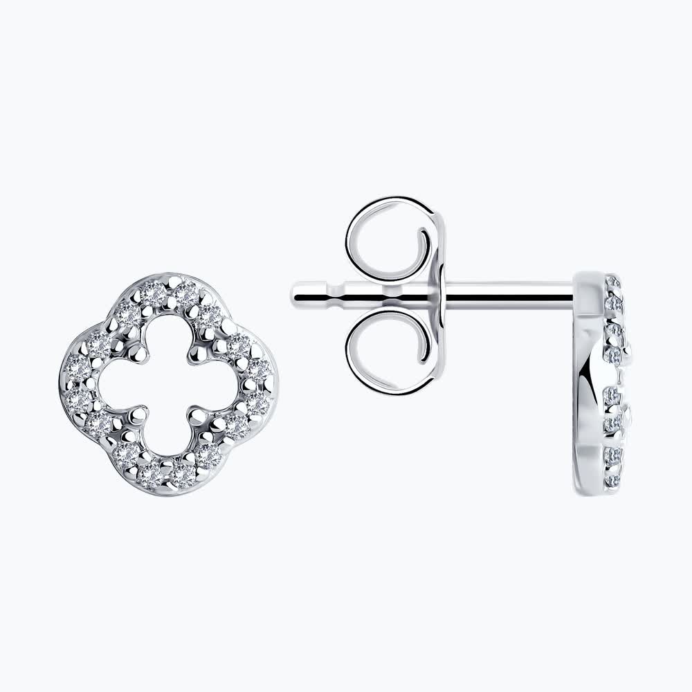 Серьги из серебра с фианитами