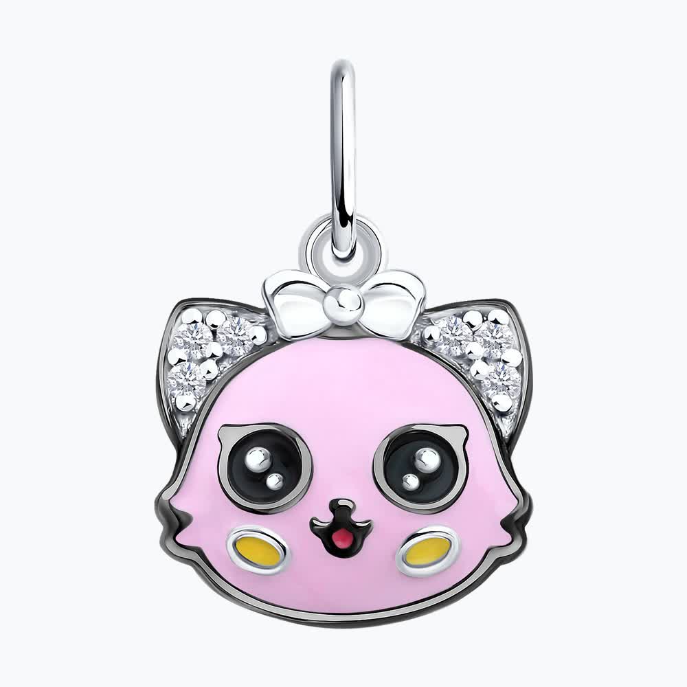 Подвеска из серебра с фианитами и эмалью