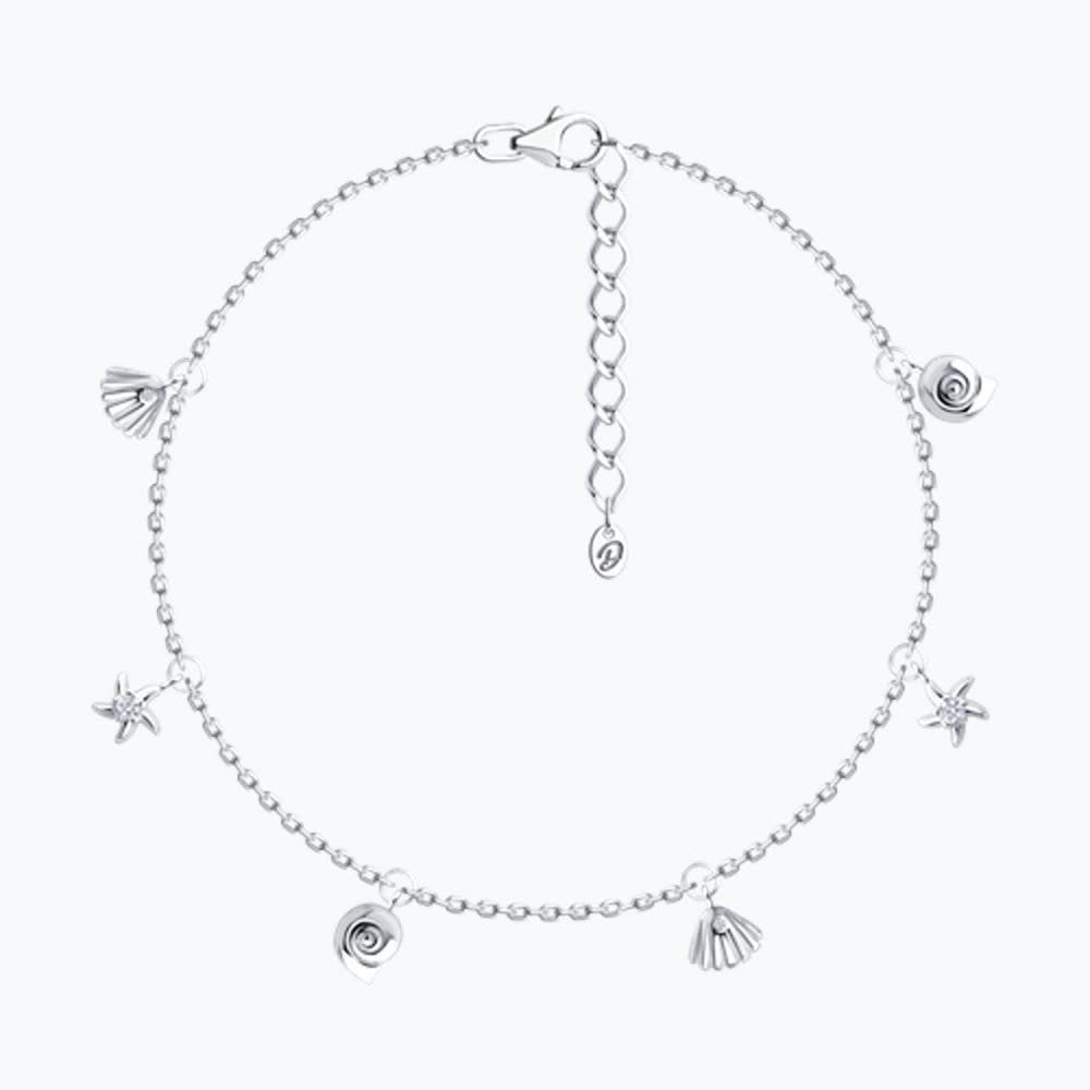 Браслет на ногу из серебра с фианитами