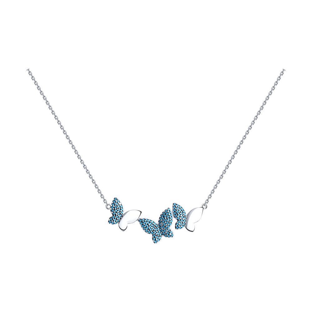 Колье из серебра с ситалами синтетическими