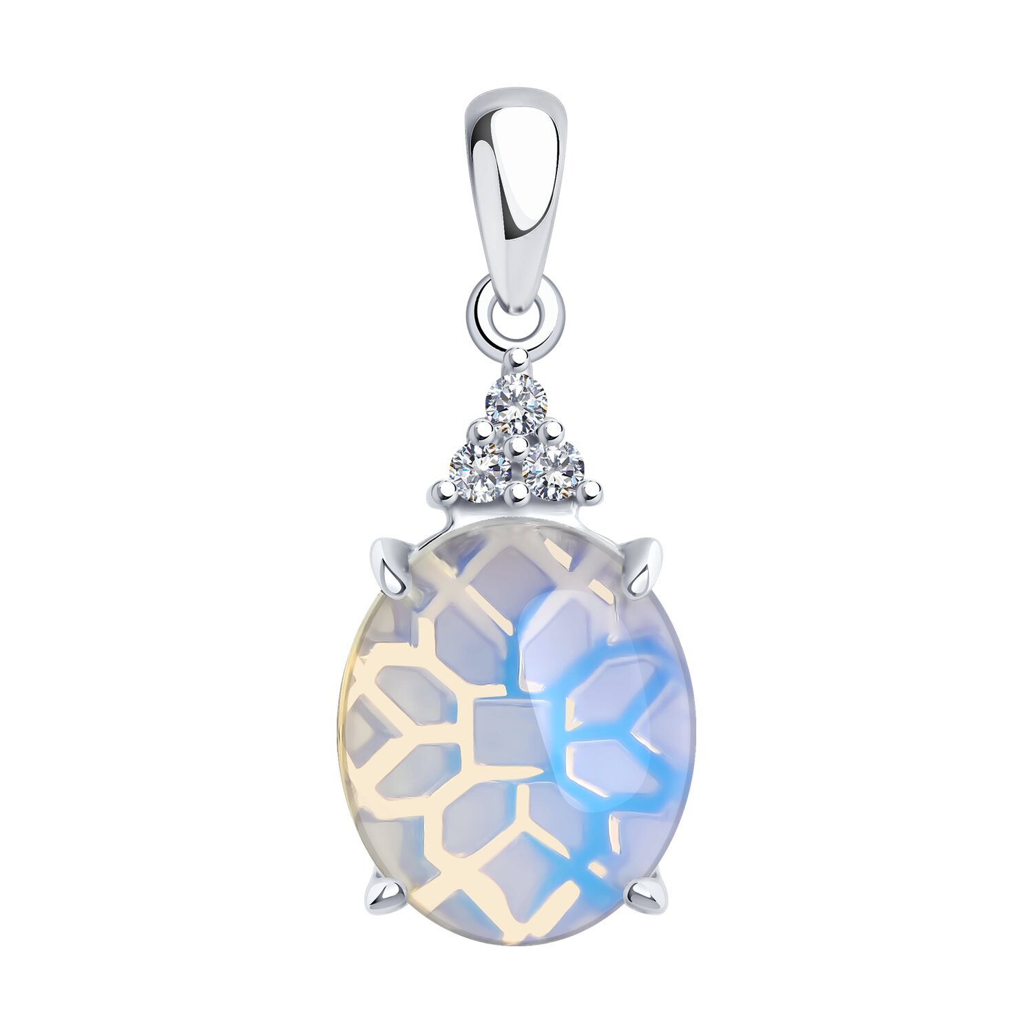 Подвеска из серебра с опалитом и фианитами