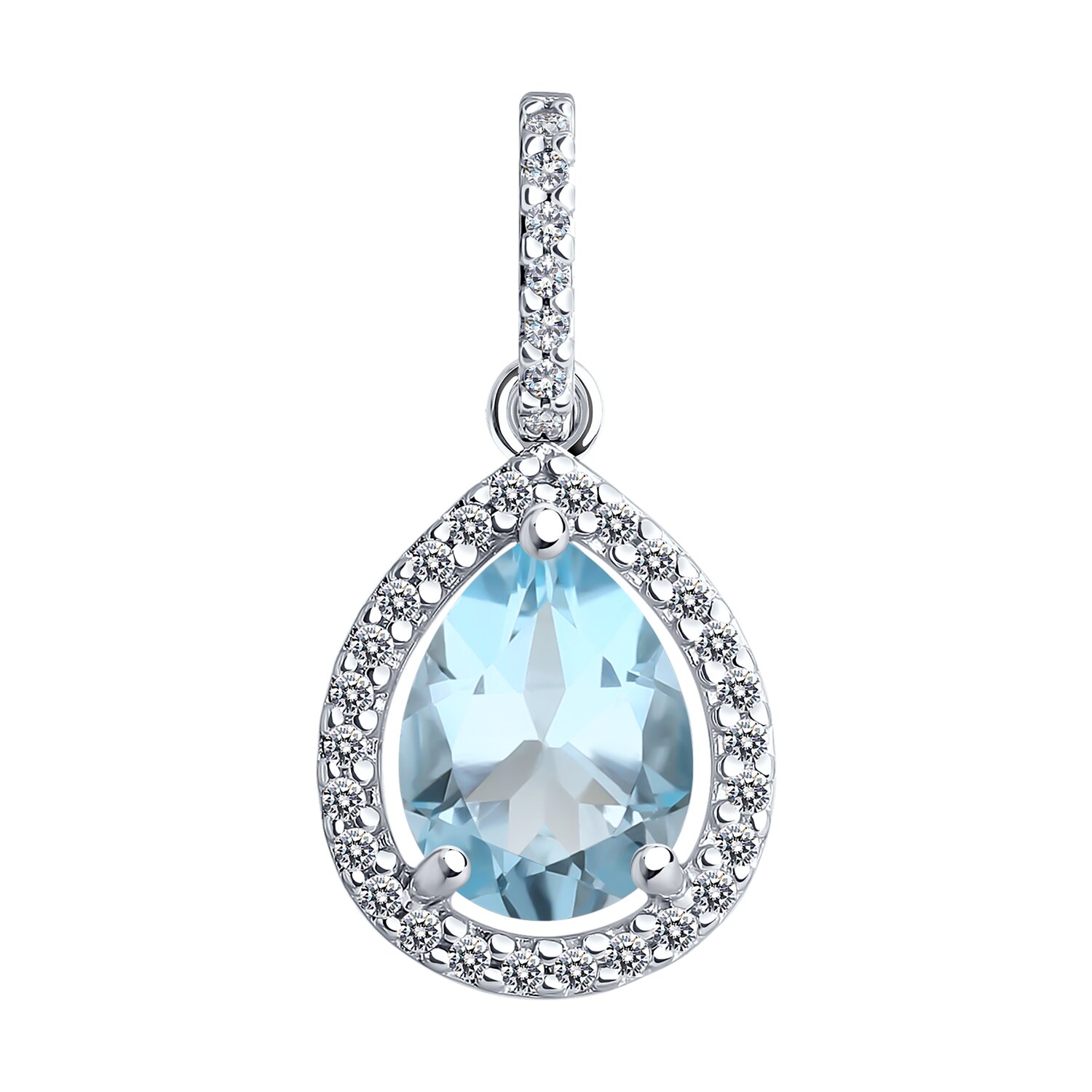 Подвеска из серебра с топазом и фианитами